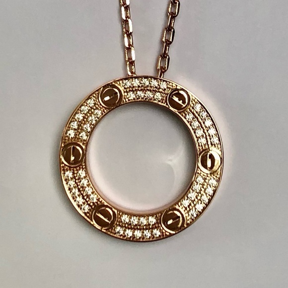 Screw Pavé Rose Gold Pendant Necklace - Picture 6 of 10